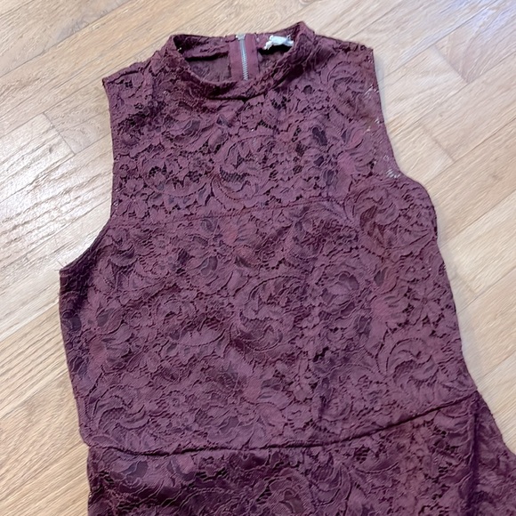 GARAGE Lace Burgundy Zipper Back Romper - Picture 6 of 13